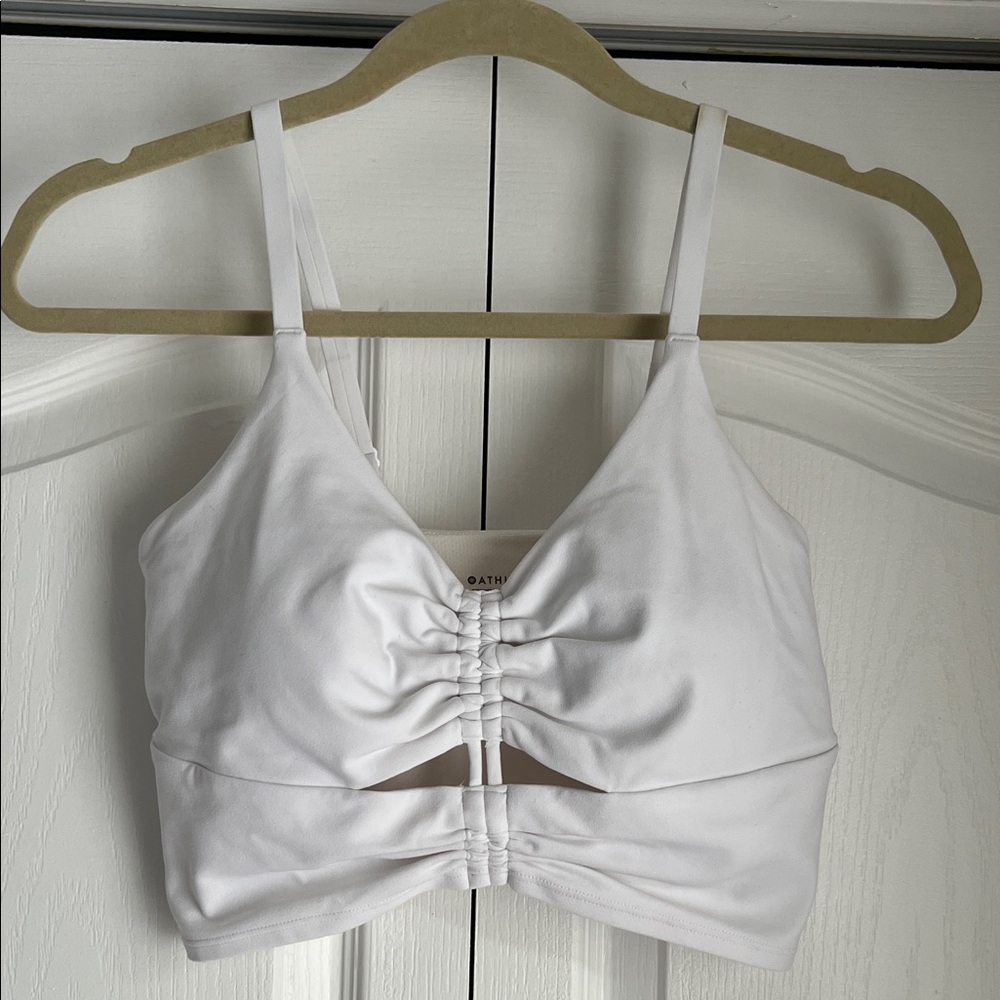 Athleta White Textured Sports Bra